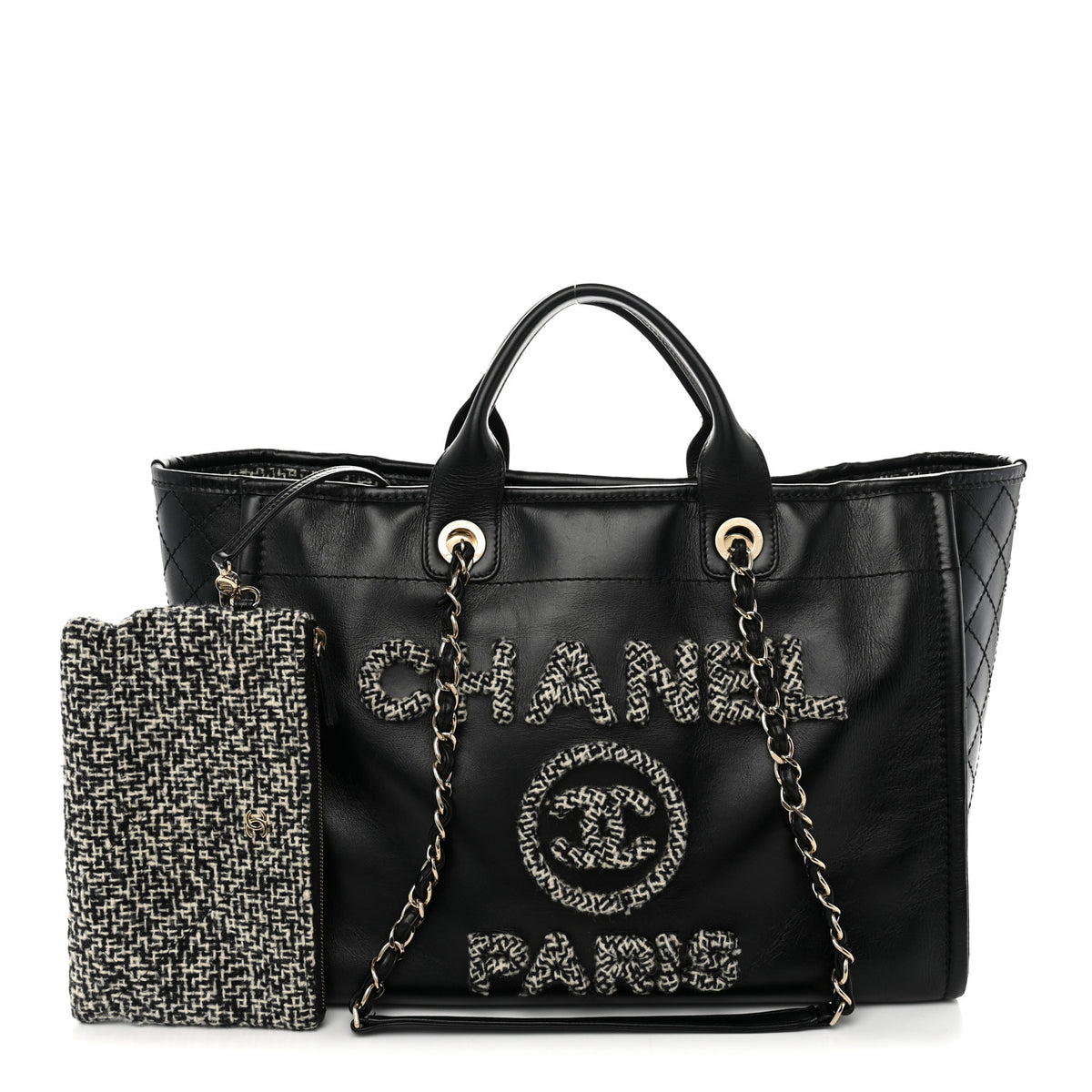 Chanel Calfskin Tweed Medium Deauville Tote Black Multicolor 3 of 13