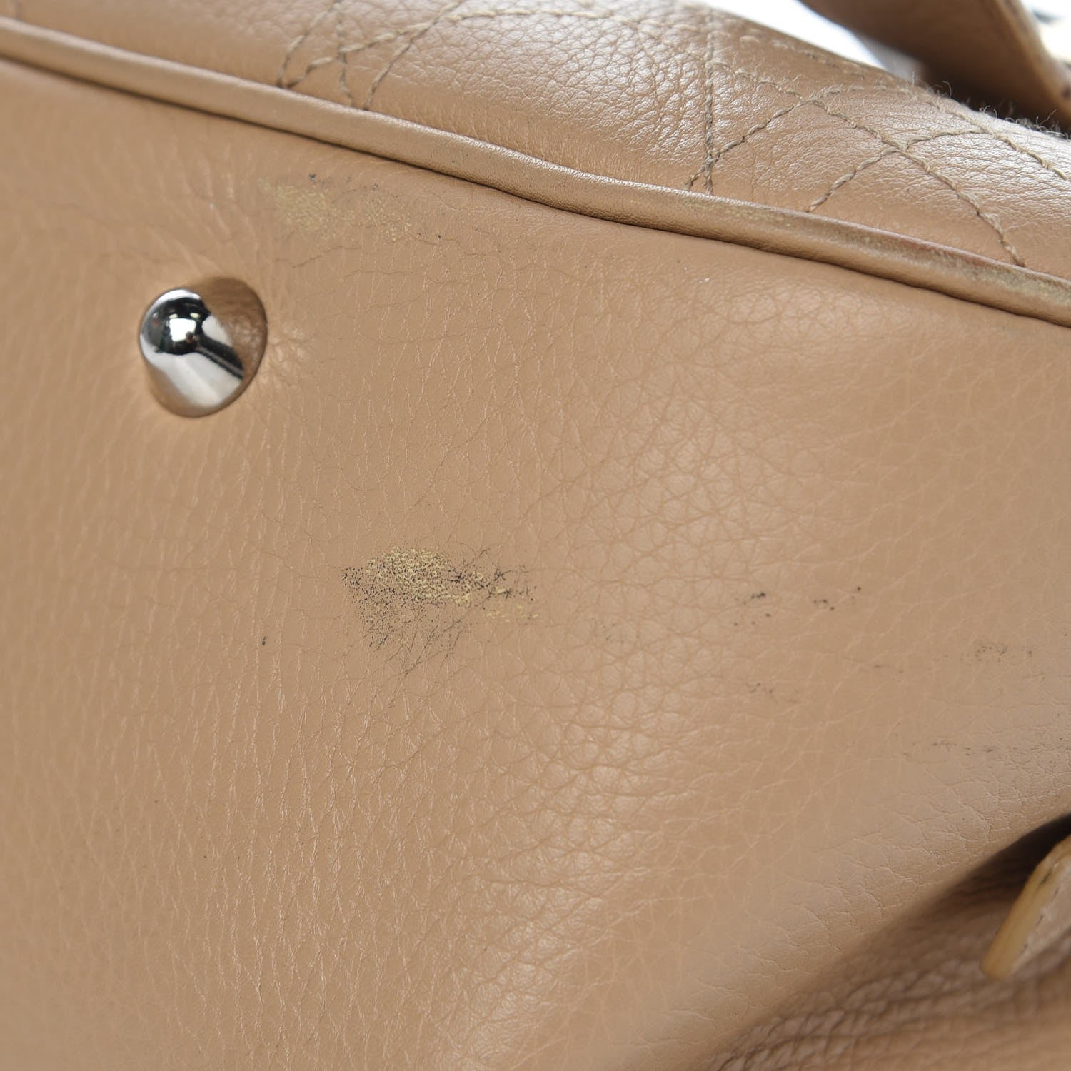 Christian Dior Calfskin Cannage Handbag Camel 18 of 20