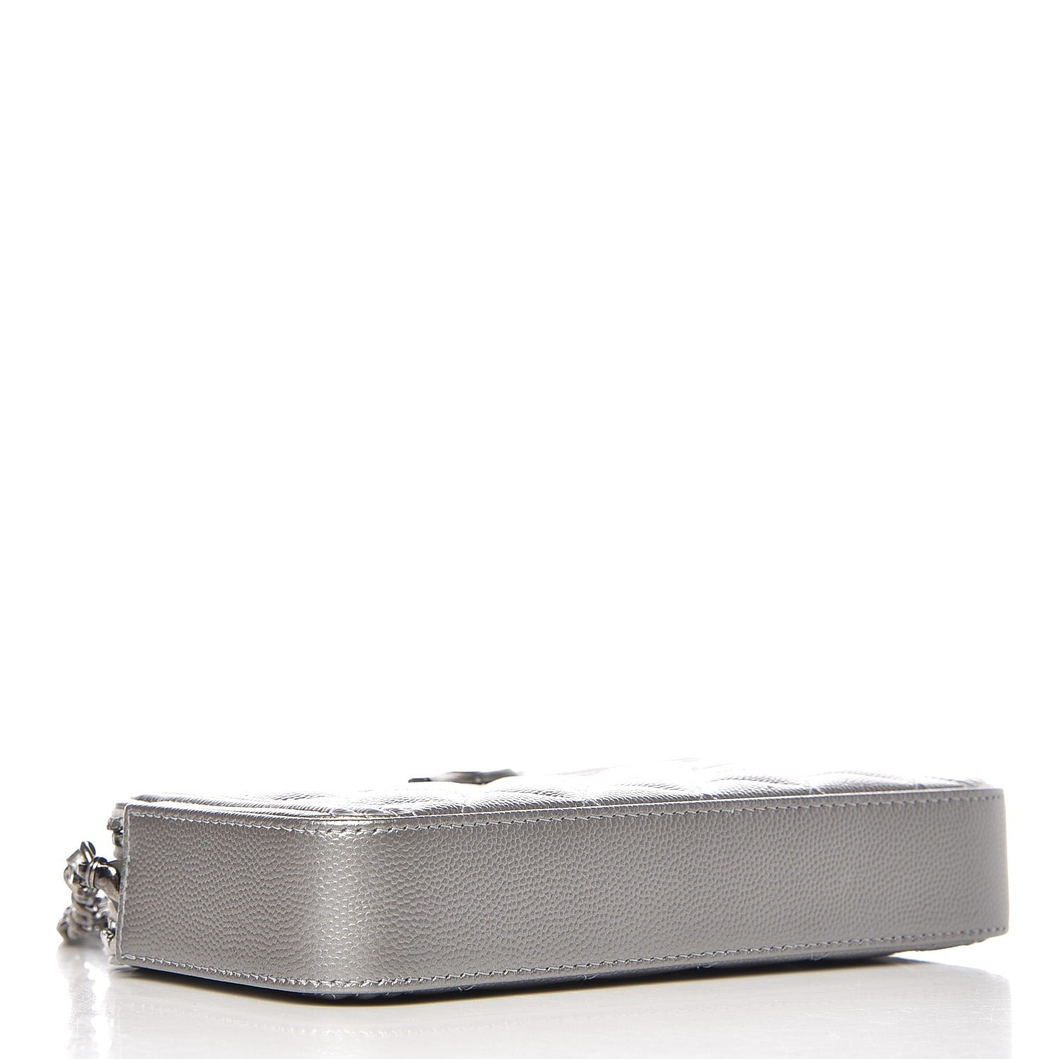 Chanel Metallic Caviar Quilted Small Boy Clutch With Chain Silver 4 of 9