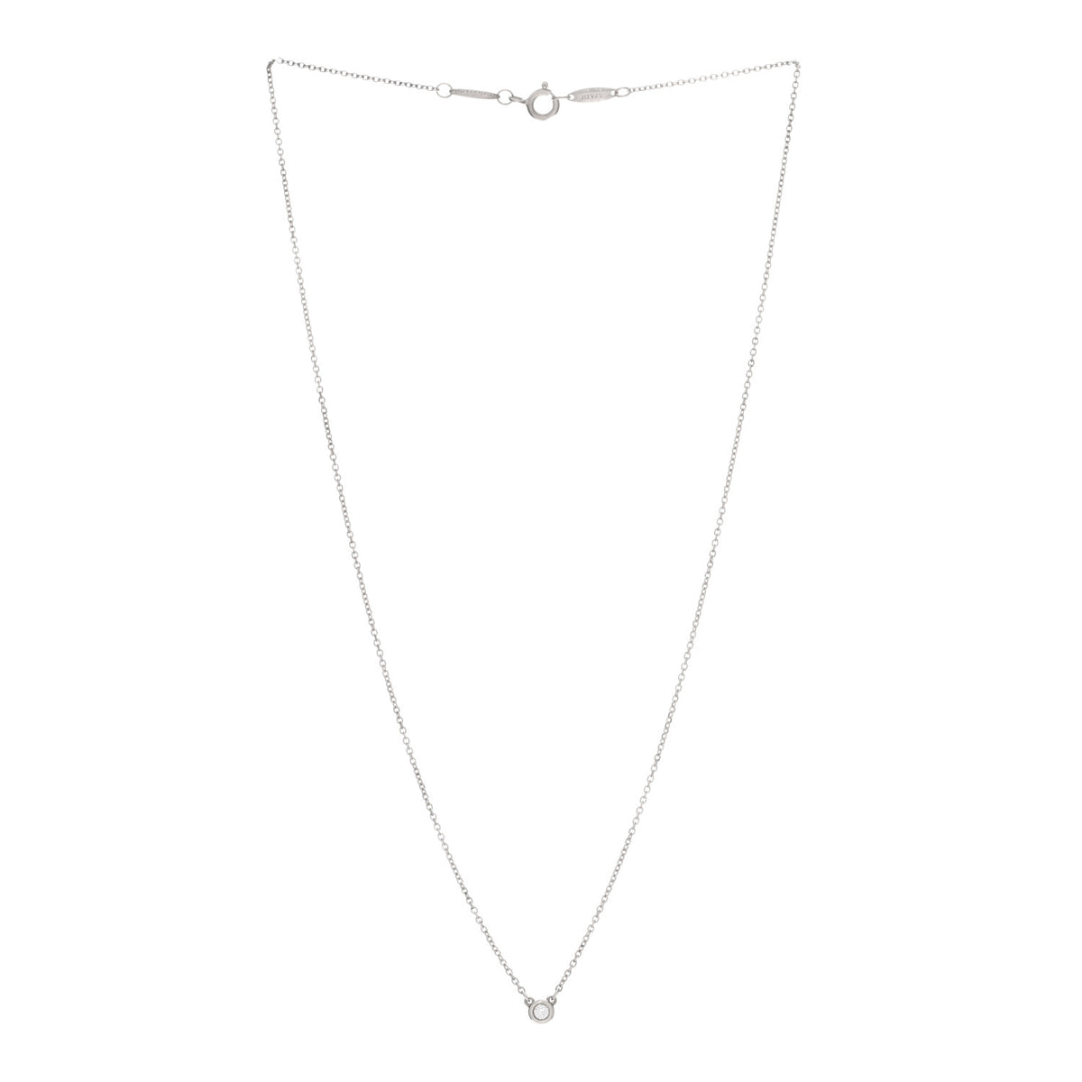 Tiffany Sterling Silver Diamond .05ct Elsa Peretti Diamonds by the Yard Pendant Necklace 3 of 4