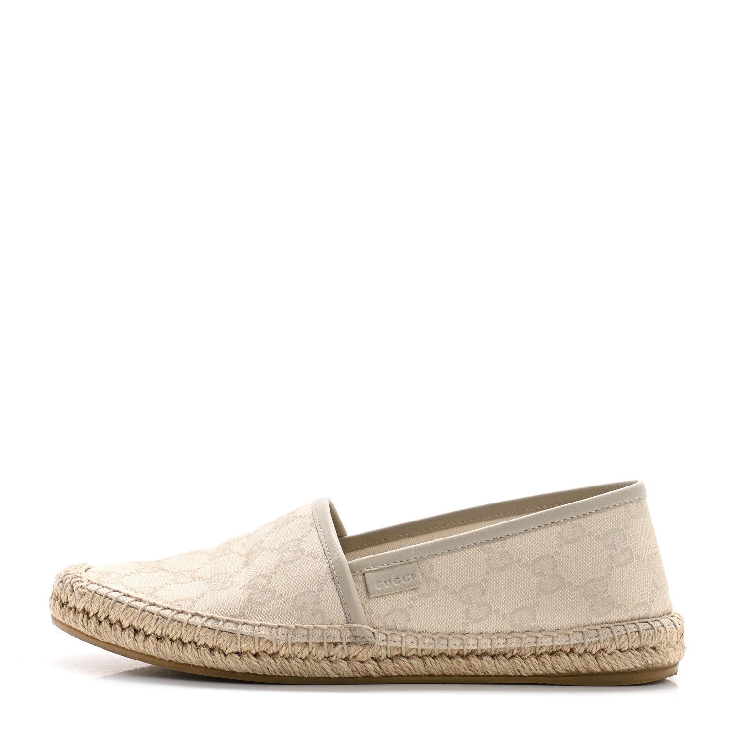Gucci Washed Cotton Miro Soft Calfskin GG Monogram Espadrilles 37.5 White Mystic White 1 of 9