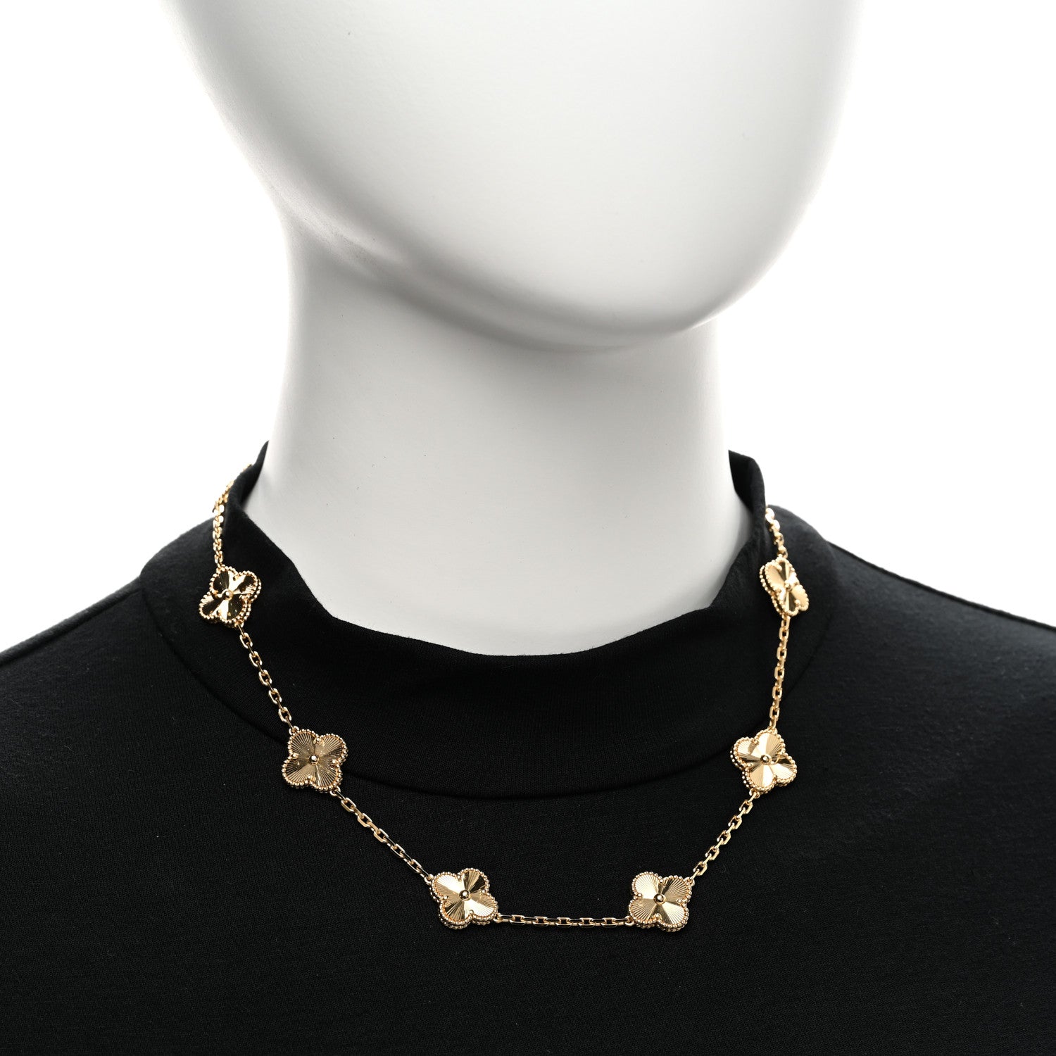 Van Cleef & Arpels 18K Yellow Gold 10 Motifs Guilloche Vintage Alhambra Necklace 2 of 5