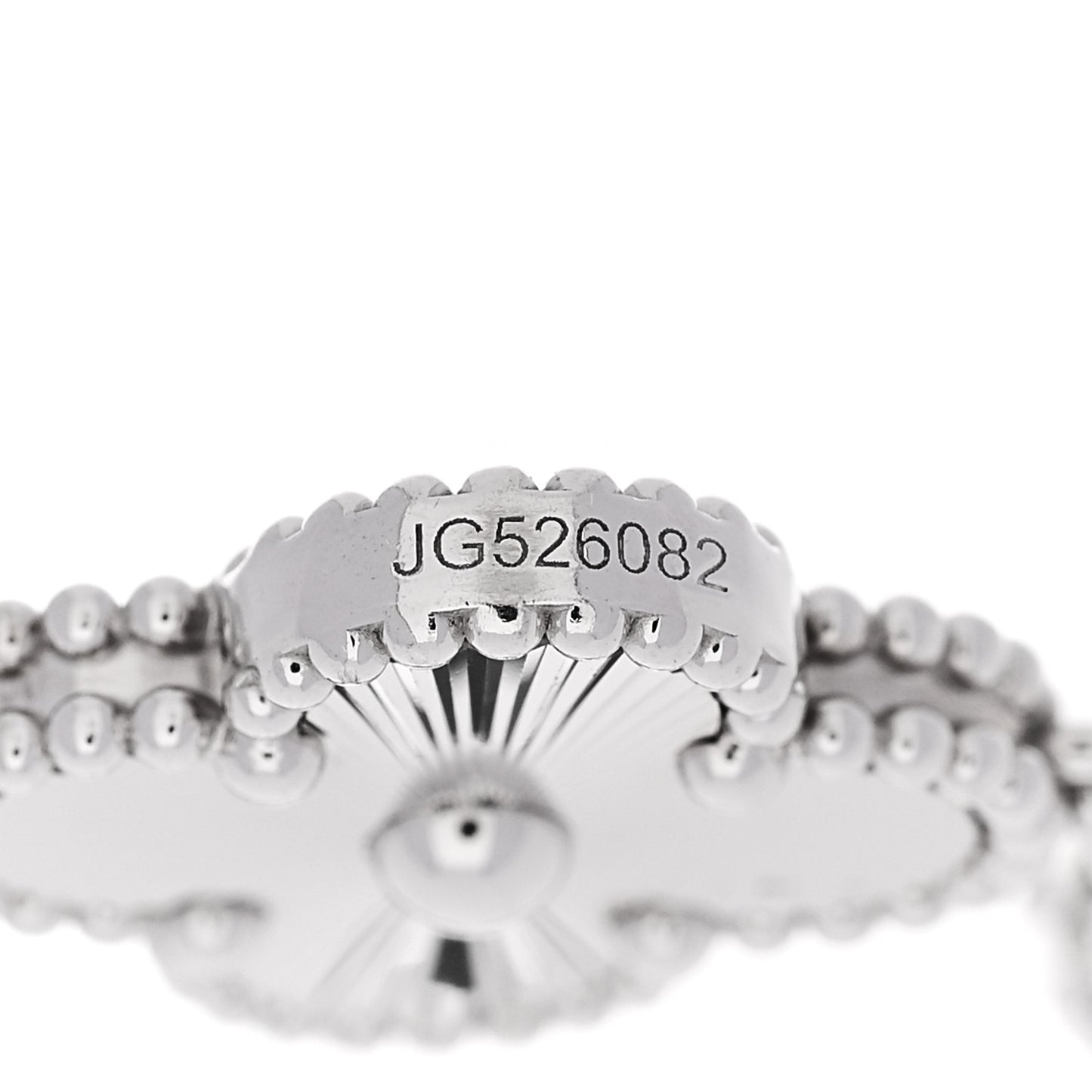 18K White Gold 5 Motifs Guilloche Vintage Alhambra Bracelet
