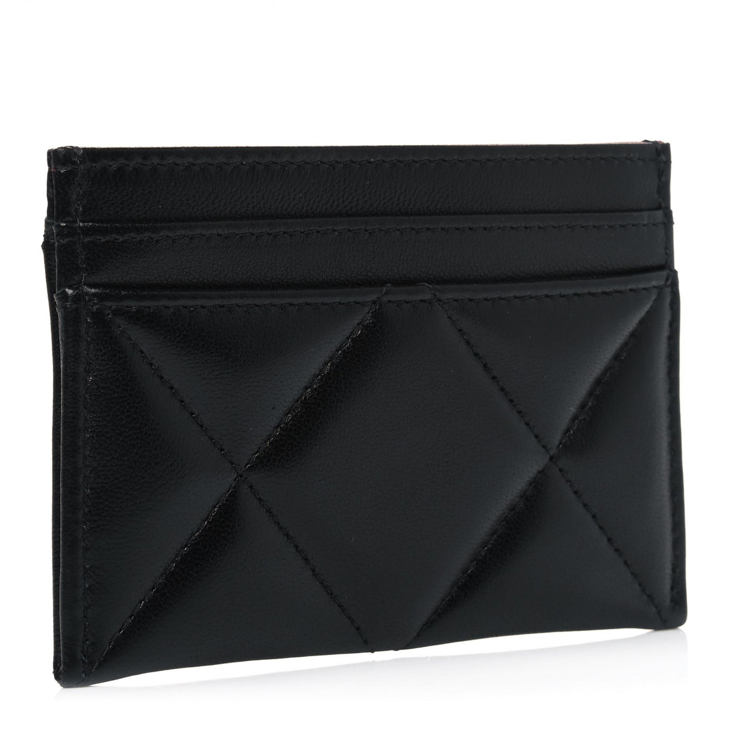Lambskin Quilted Chanel 19 Card Holder Black