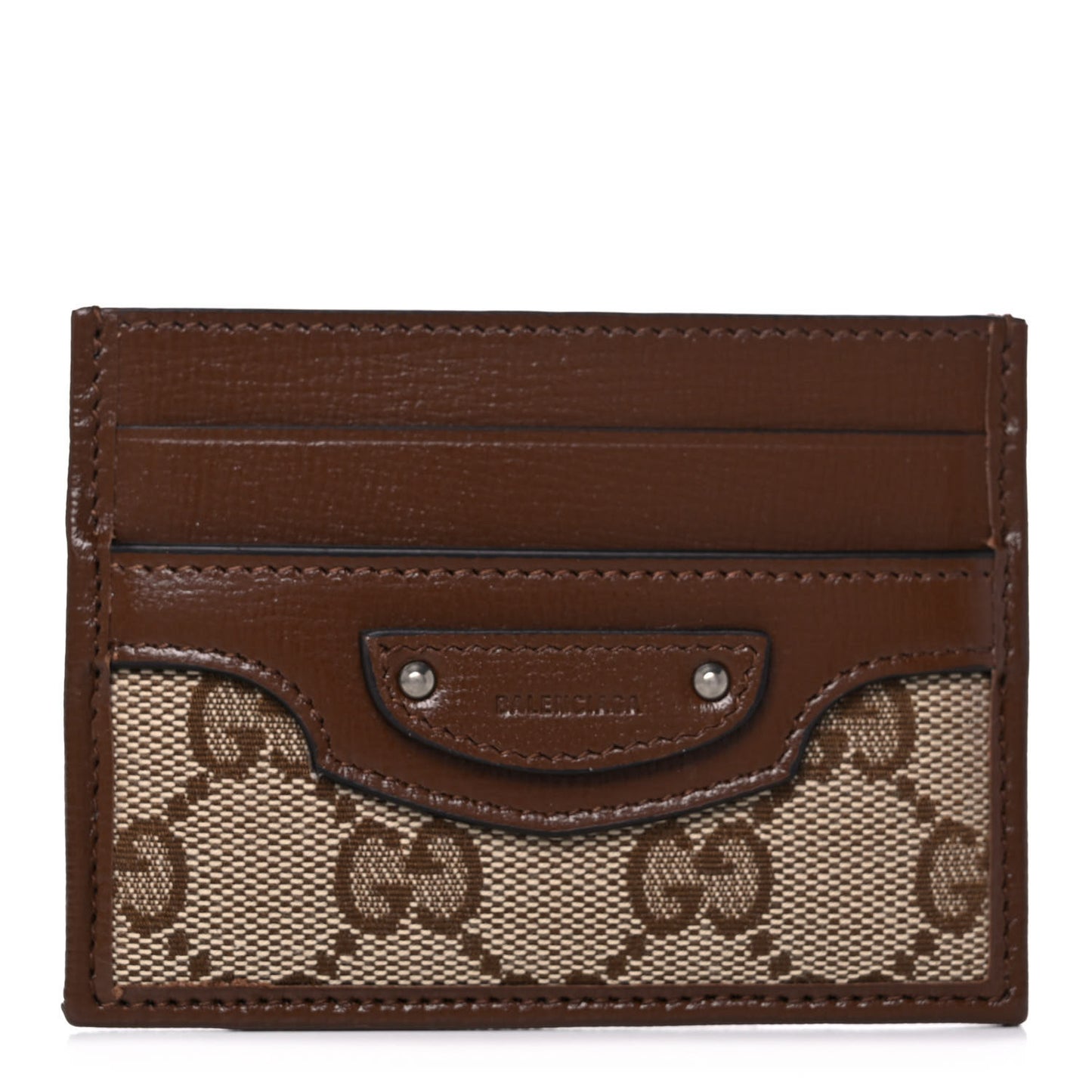 X GUCCI GG Monogram Azalea Calfskin Neo Classic Card Holder Beige Ebony Brown Sugar