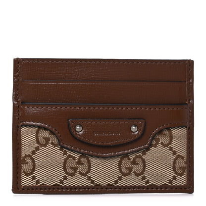 Balenciaga X GUCCI GG Monogram Azalea Calfskin Neo Classic Card Holder Beige Ebony Brown Sugar 1 of 8