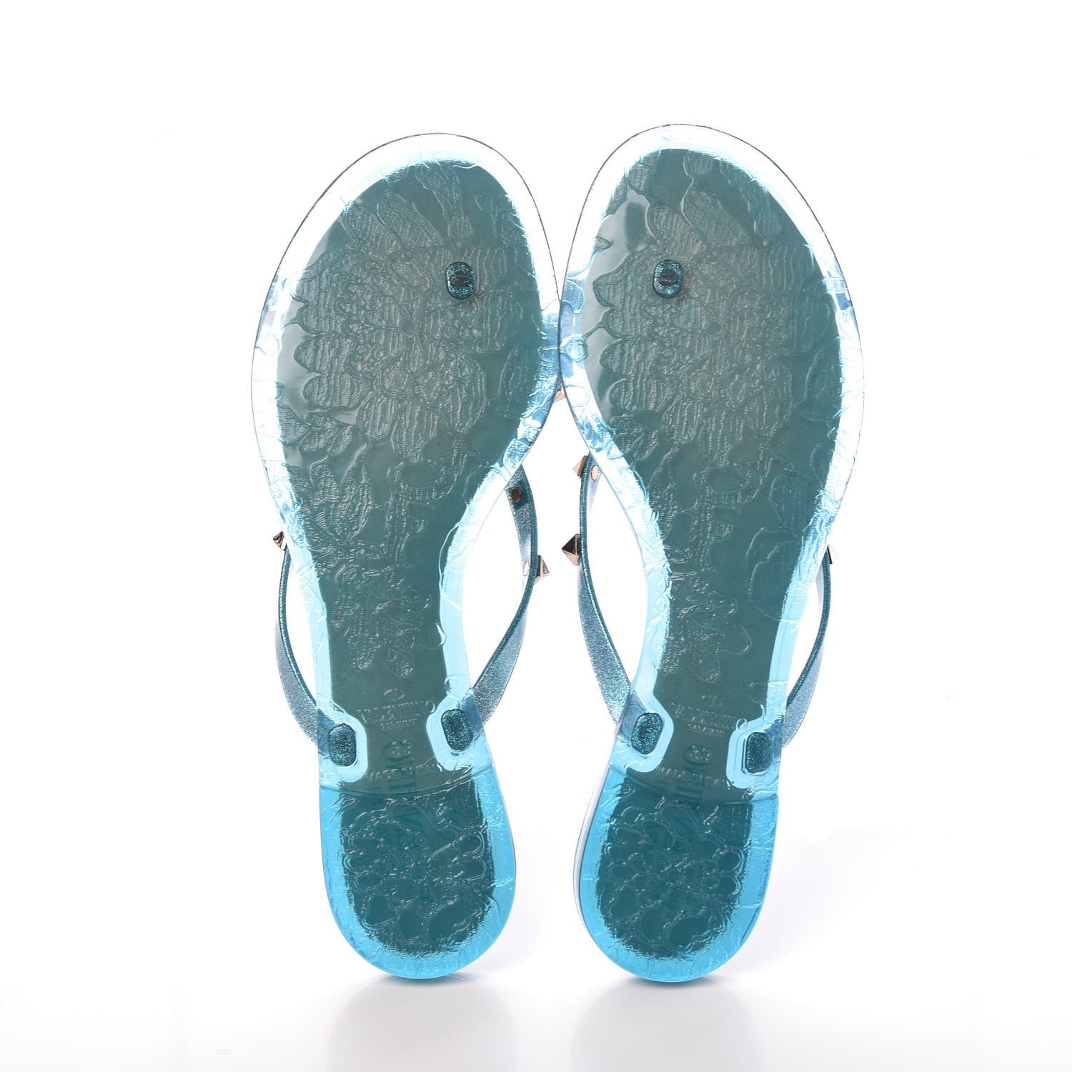 Valentino Garavani PVC Jelly Glitter Rockstud Bow Thong Sandals 39 Cerulean 5 of 7