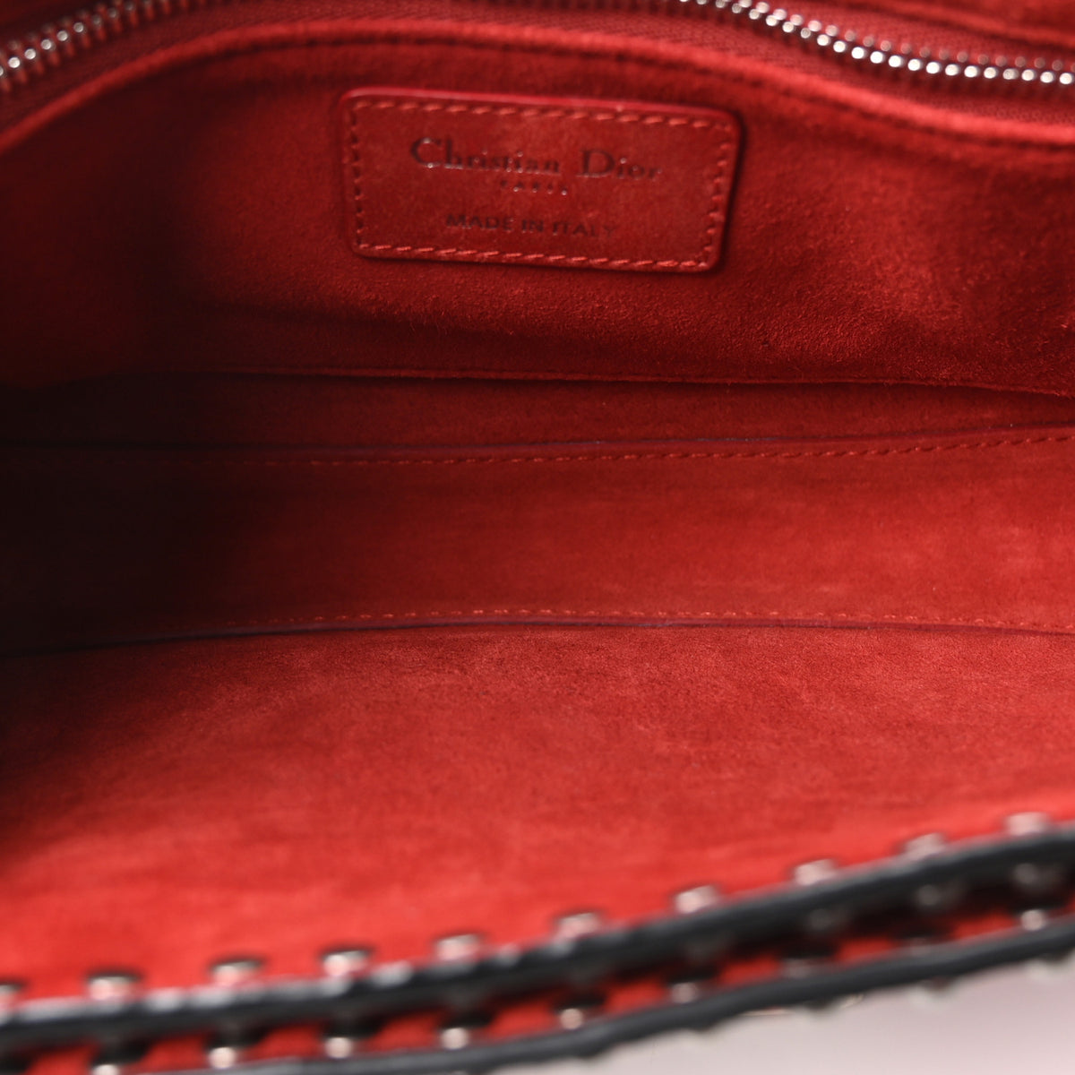 Christian Dior Calfskin Embossed Cannage Studded J'Adior Chain Flap Bag Red 4 of 8