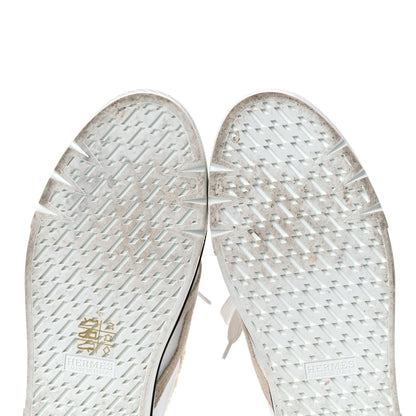 Hermes Calfskin Woolskin Dare Sneakers 40 White Ecru 8 of 13