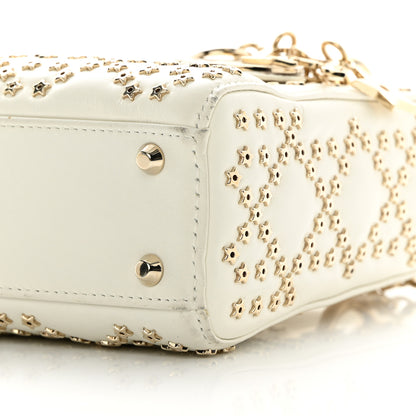 Christian Dior Lambskin Cannage Lucky Star Studded Mini Lady Dior White 10 of 17