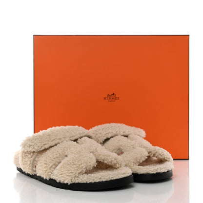 Hermes Woolskin Womens Chypre Sandals 40 Ecru 9 of 9