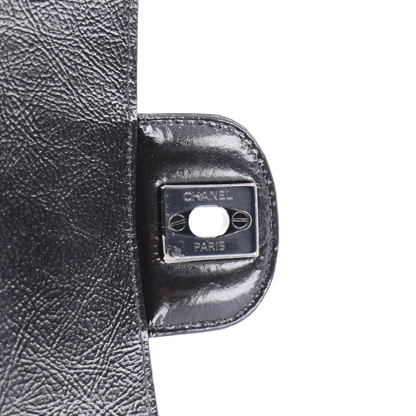 Shiny Crumpled Calfskin Quilted Medium Double Flap So Black