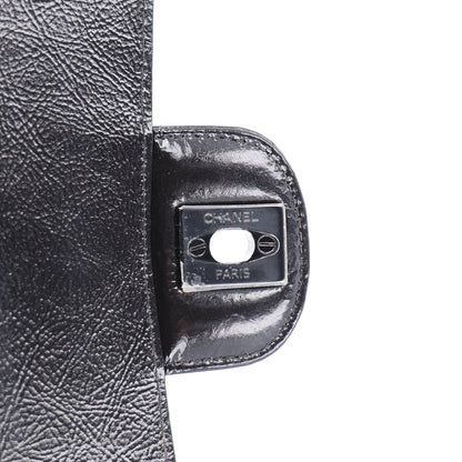 Chanel Shiny Crumpled Calfskin Quilted Medium Double Flap So Black 7 of 11