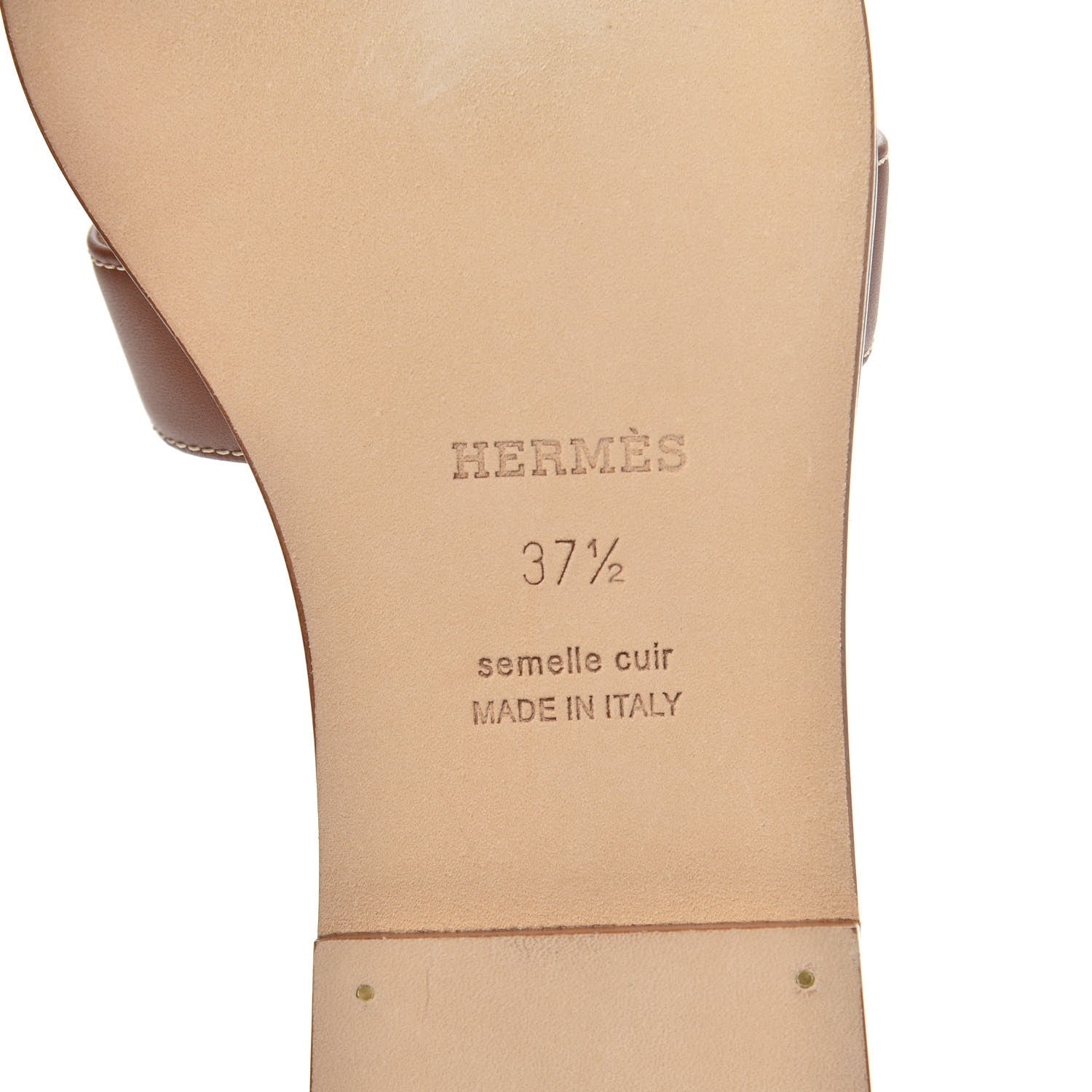 Hermes Box Calfskin Oran Sandals 37.5 Gold 7 of 8