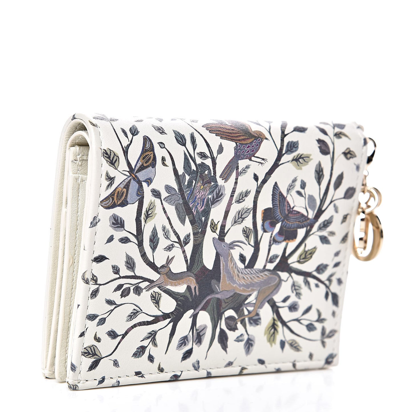 Calfskin Print Jardin Naturel Compact Wallet Multicolor