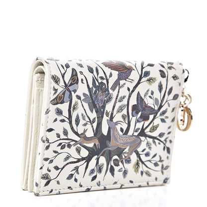Christian Dior Calfskin Print Jardin Naturel Compact Wallet Multicolor 3 of 11