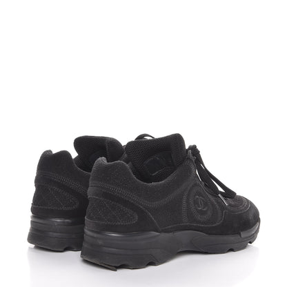 Chanel Suede Calfskin CC Sneakers 36.5 Black 4 of 10
