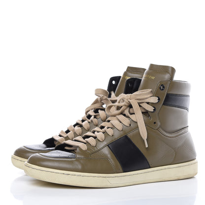 Saint Laurent Calfskin Court Classic SL/10H High Top Sneakers 44 Olive Black 3 of 13
