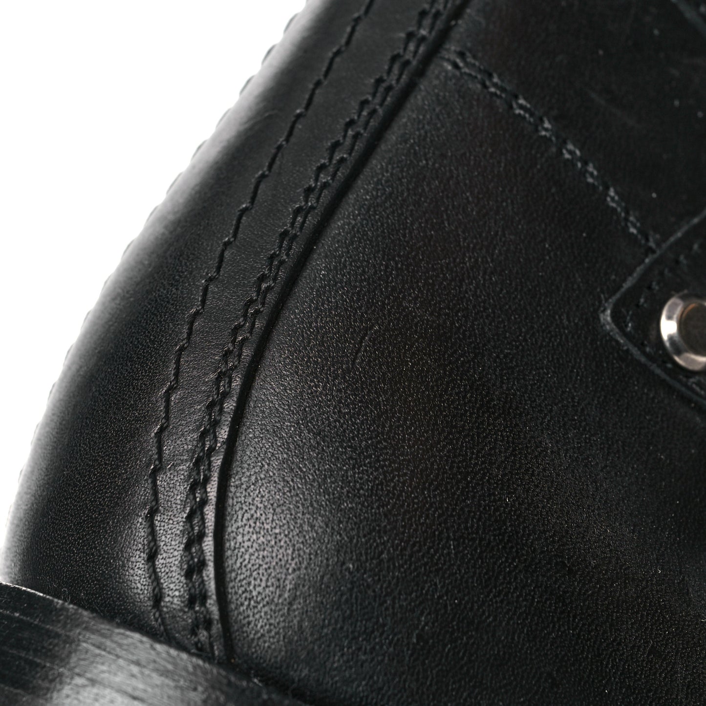 Smooth Calfskin Studded Strap Rangers Boots 36 Black