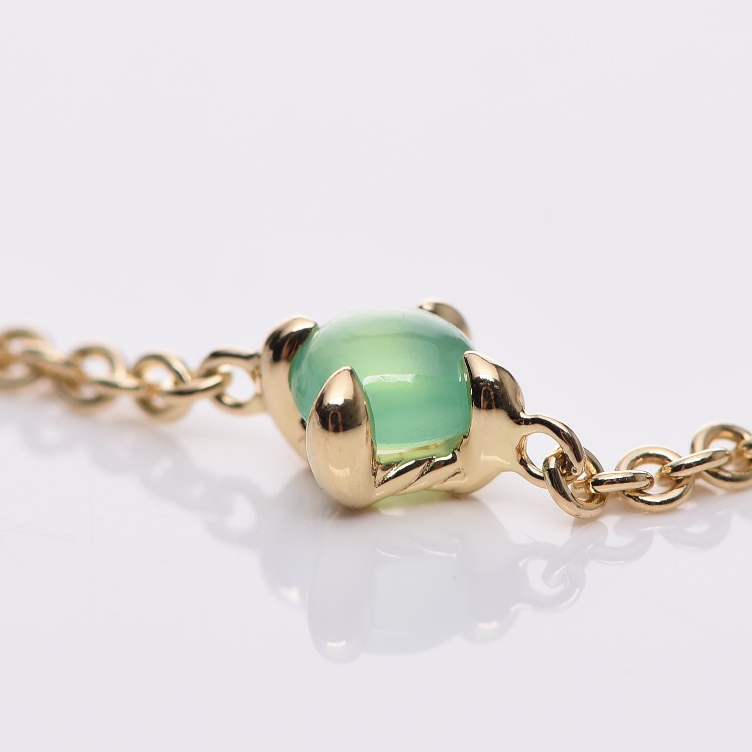 David Yurman 18K Yellow Gold 4mm Chrysoprase Chatelaine Bracelet 4 of 7