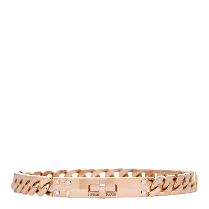 Hermes 18K Rose Gold Diamond PM Kelly Chaine Bracelet SH 1 of 3