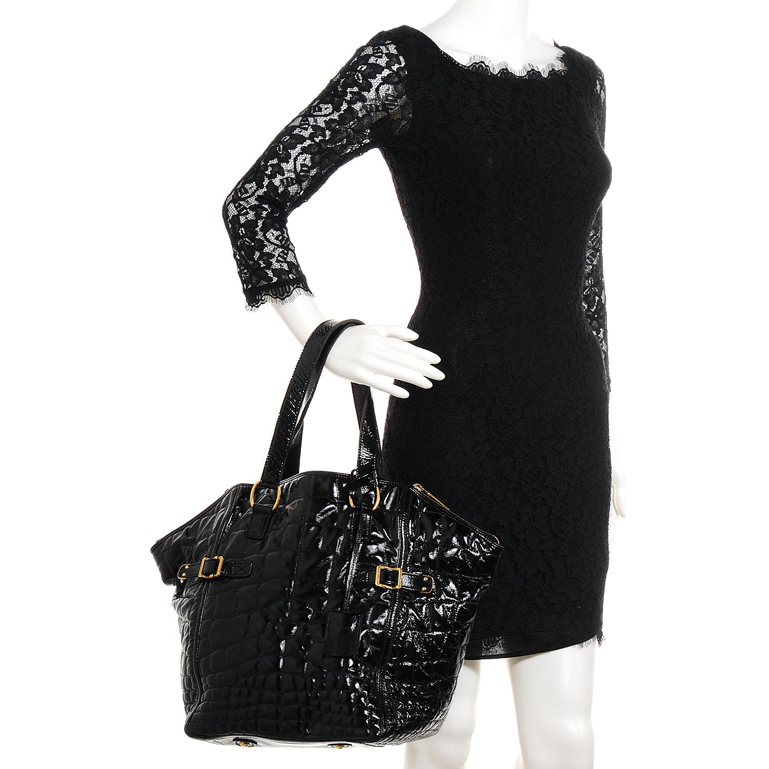 Saint Laurent Patent Croc Medium Downtown Tote 2 of 9