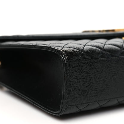 Saint Laurent Grain De Poudre Textured Mixed Matelasse Large Triquilt Monogram Satchel Black 9 of 11