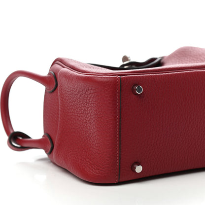 Hermes Taurillon Clemence Mini Lindy 20 Rouge Grenat 6 of 10