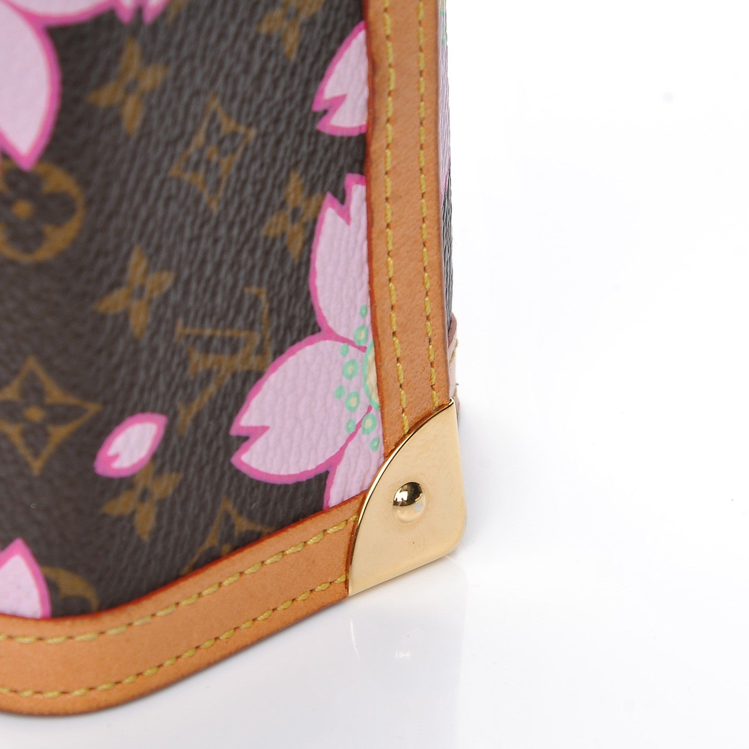 Louis Vuitton Monogram Cherry Blossom Porte-Monnaie Plat Coin Purse Brown 5 of 10