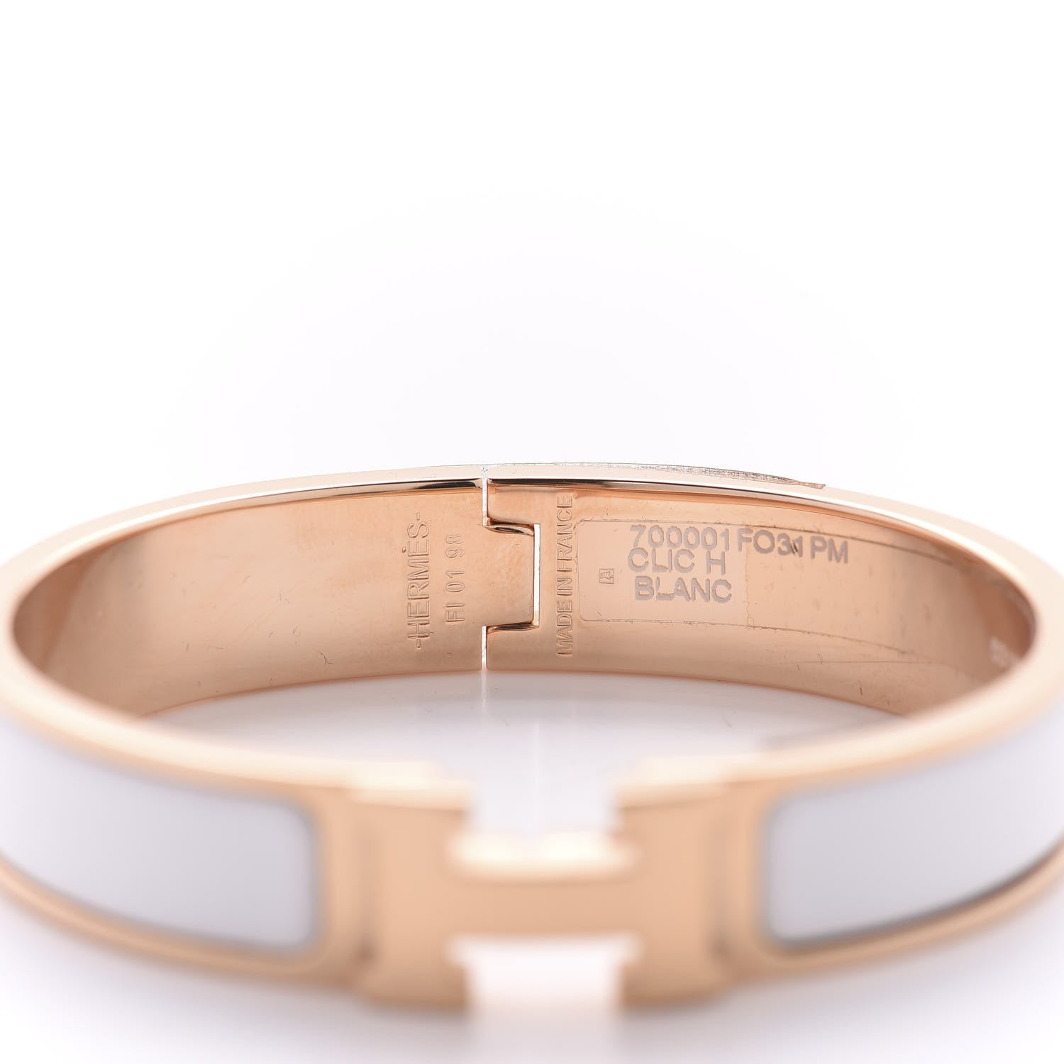 Hermes Enamel Narrow Clic Clac H Bracelet PM White 4 of 5