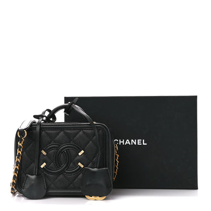 Chanel Caviar Quilted Small CC Filigree Vanity Case Black 11 of 12