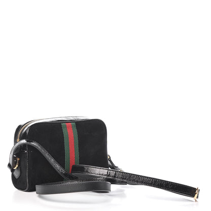 Gucci Suede Patent Web Mini Ophidia Shoulder Bag Black 3 of 9