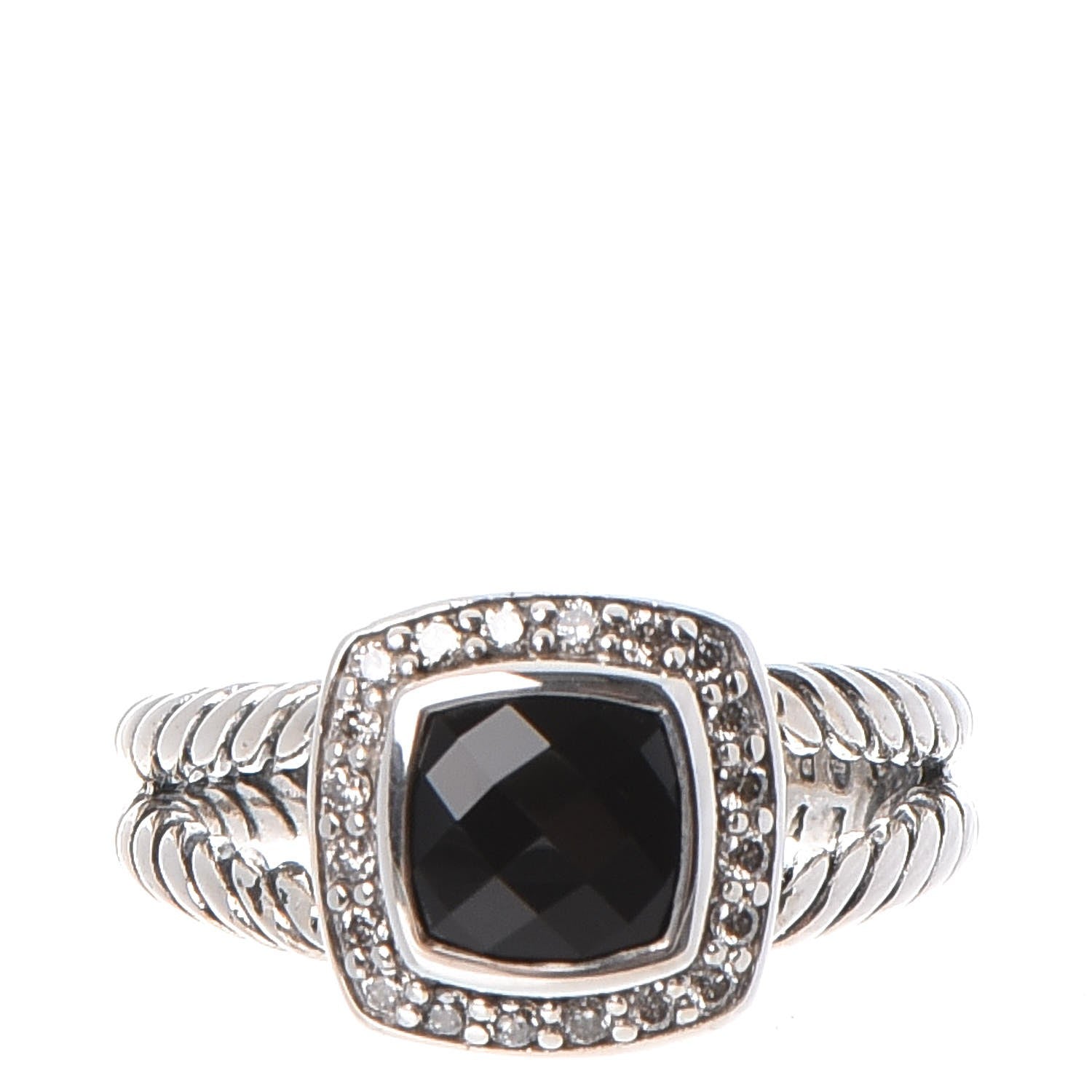 David Yurman Sterling Silver Diamond Black Onyx 7mm Petite Albion Ring 53 6.25 1 of 5