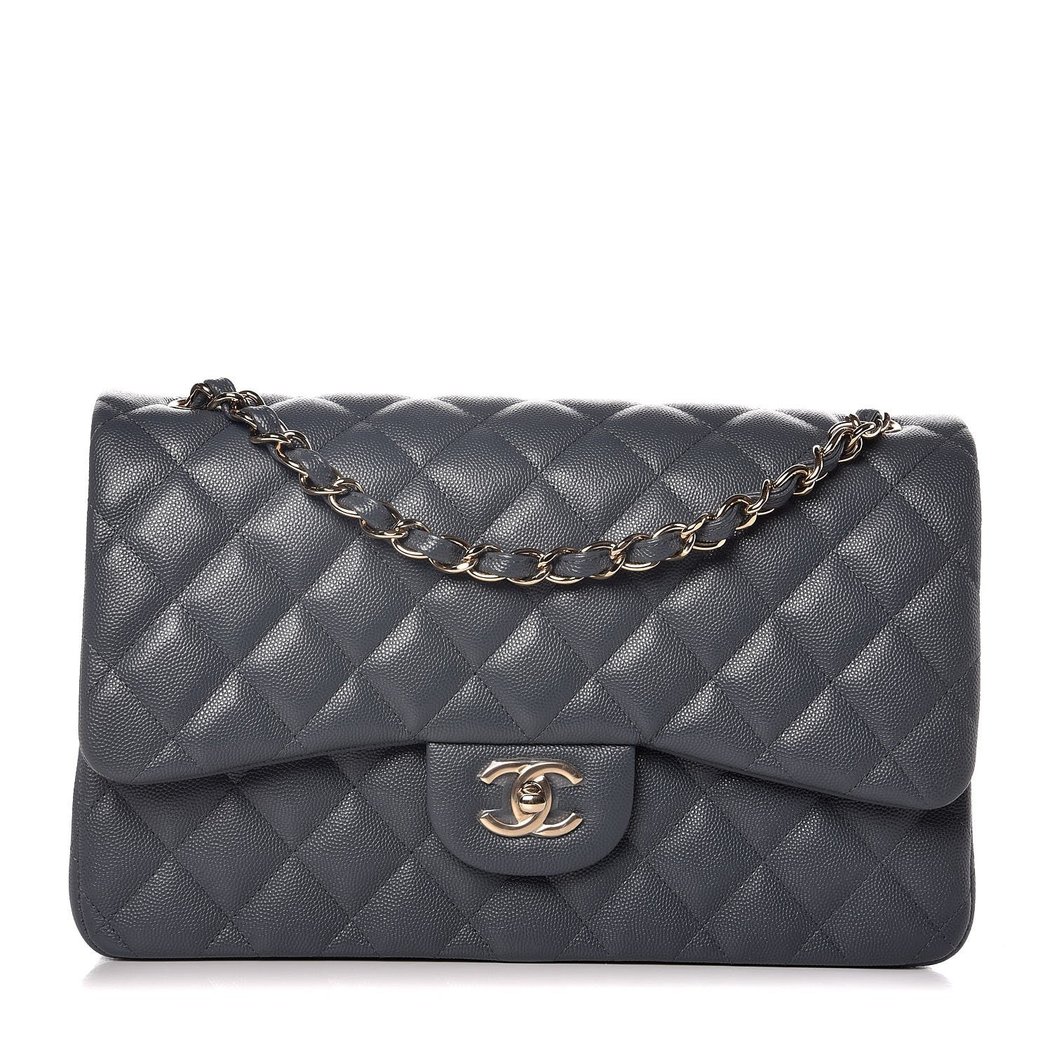 Chanel Caviar Quilted Jumbo Double Flap Dark Grey 1 of 9