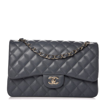 Chanel Caviar Quilted Jumbo Double Flap Dark Grey 1 of 9