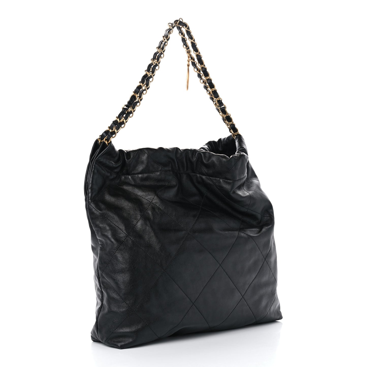 Shiny Calfskin Quilted Chanel 22 Black