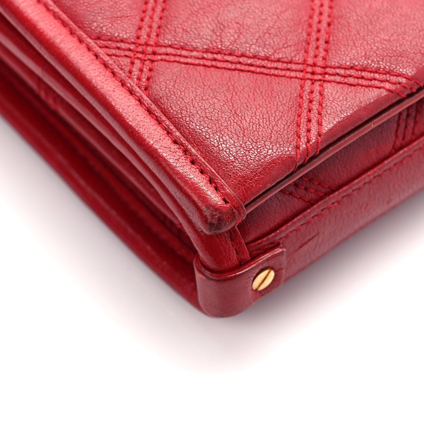 Lambskin Diamond Quilted Becky Chain Wallet Rouge Eros