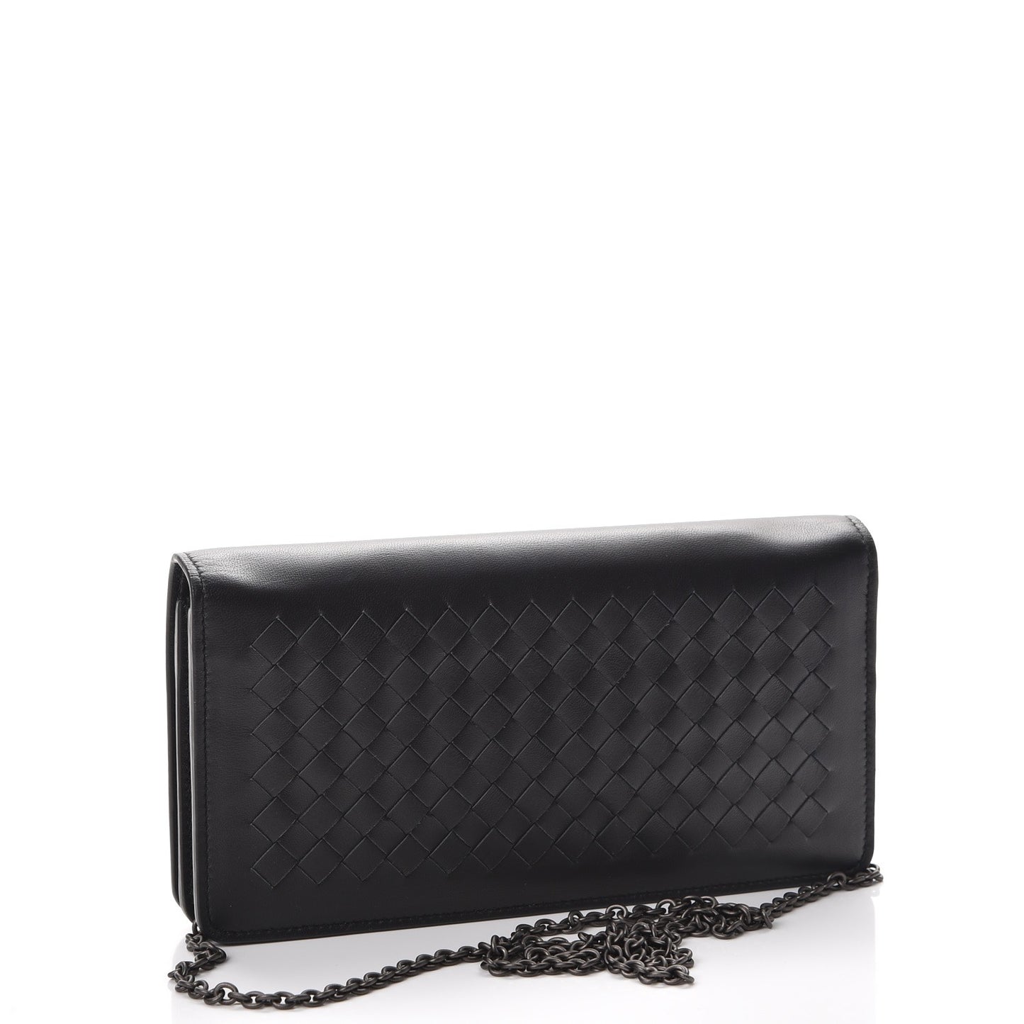 Nappa Intrecciato Continental Chain Wallet Nero Black