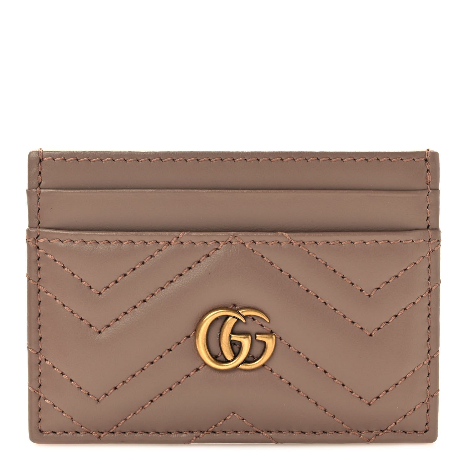 Gucci Calfskin Matelasse GG Marmont Card Holder Porcelain Rose 1 of 6