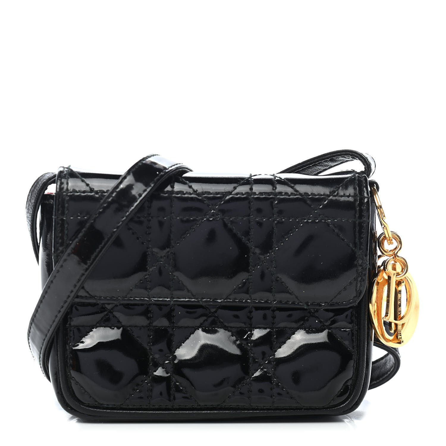Christian Dior Patent Cannage Mini Crossbody Pouch Black 1 of 10