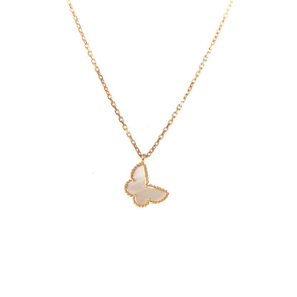 Van Cleef & Arpels 18K Yellow Gold Mother of Pearl Sweet Alhambra Butterfly Pendant Necklace 3 of 7
