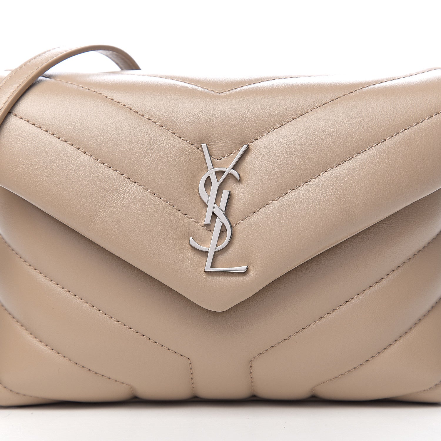 Saint Laurent Calfskin Y Quilted Monogram Toy Loulou Chain Satchel Dusty Grey 9 of 9
