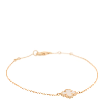Van Cleef & Arpels 18K Yellow Gold Mother of Pearl Sweet Alhambra Bracelet 1 of 6