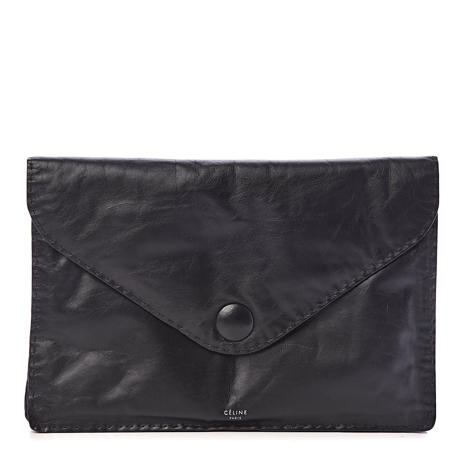 Celine Paperweight Calfskin Clutch Pouch Black 1 of 7