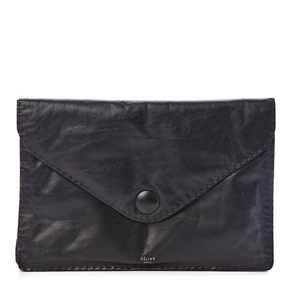 Celine Paperweight Calfskin Clutch Pouch Black 1 of 7