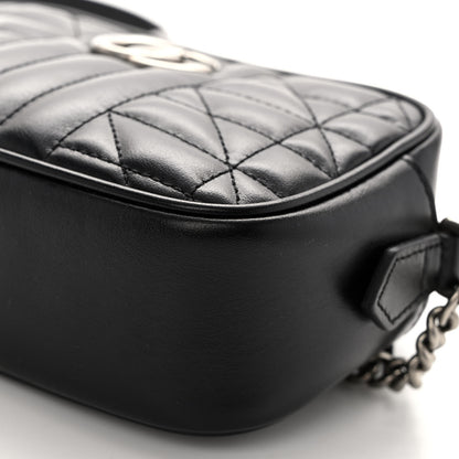Gucci Calfskin Matelasse Aria Mini GG Marmont Chain Shoulder Bag Black 9 of 9