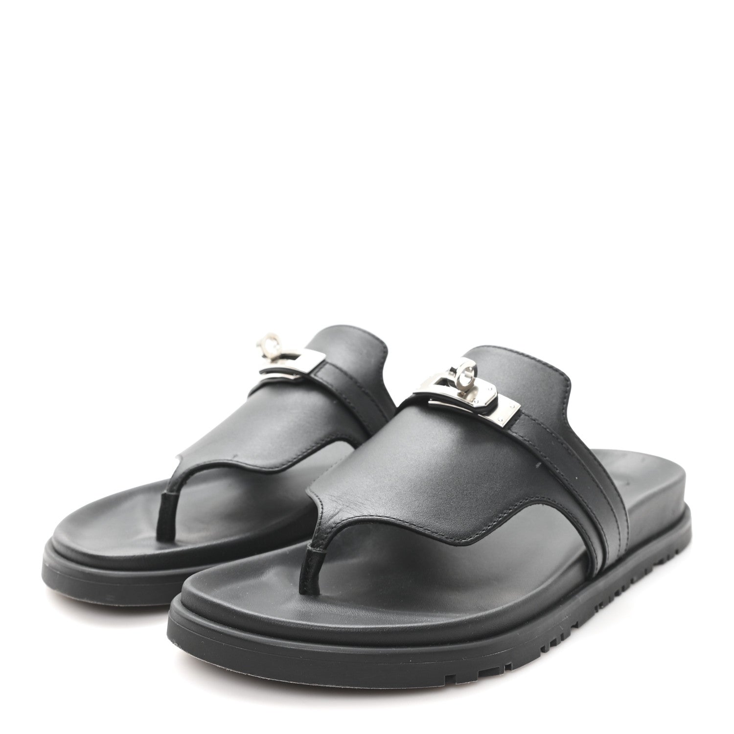 Hermes Calfskin Womens Empire Sandals 36 Black 4 of 9