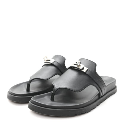 Hermes Calfskin Womens Empire Sandals 36 Black 4 of 9