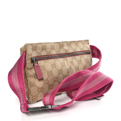Gucci GG Monogram Web Double Pocket Belt Bag Pink 3 of 11