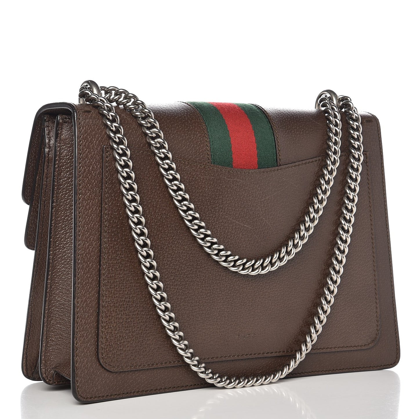 Textured Calfskin Web Medium Dionysus Shoulder Bag New Acero